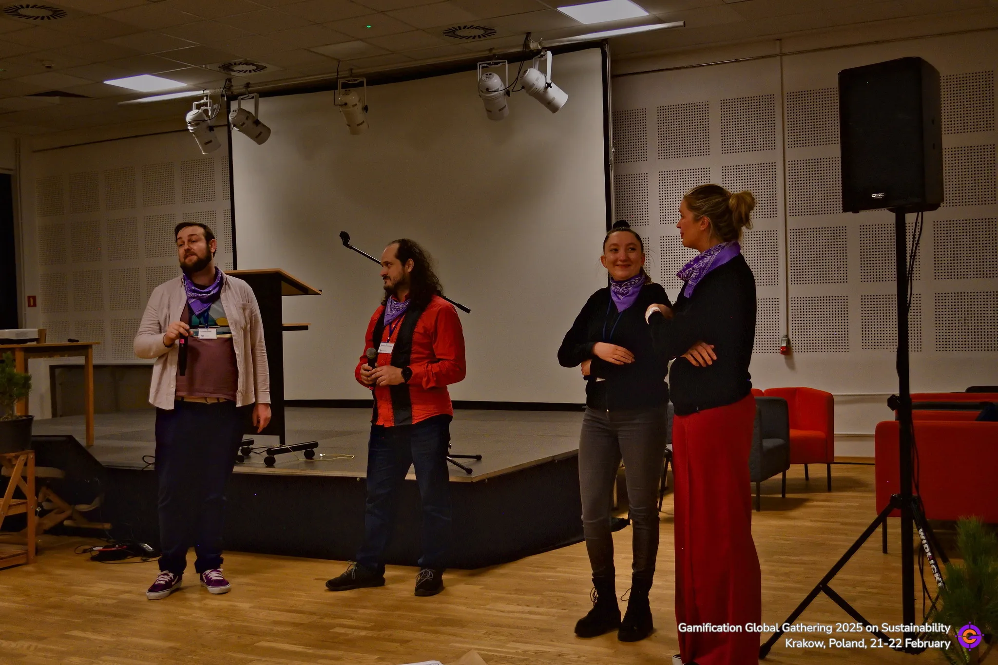 Gamification Global conference speakers on stage presenting
